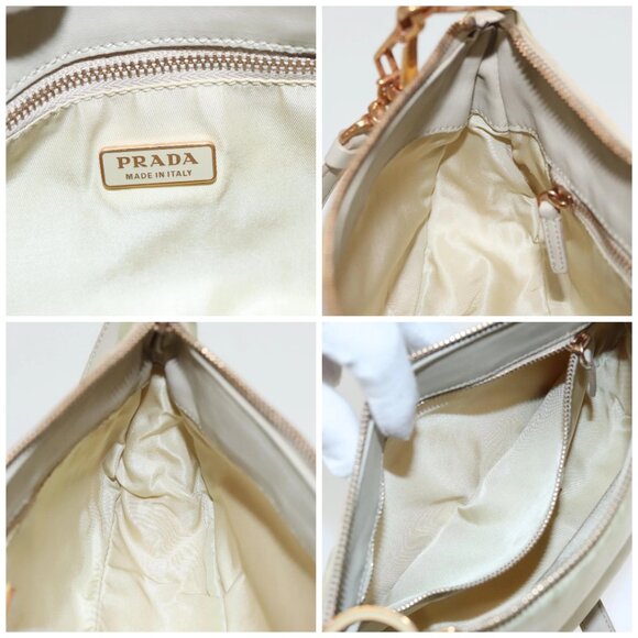 PRADA Shoulder Bag Nylon Cream Gold Auth 95818 - Picture 16 of 16